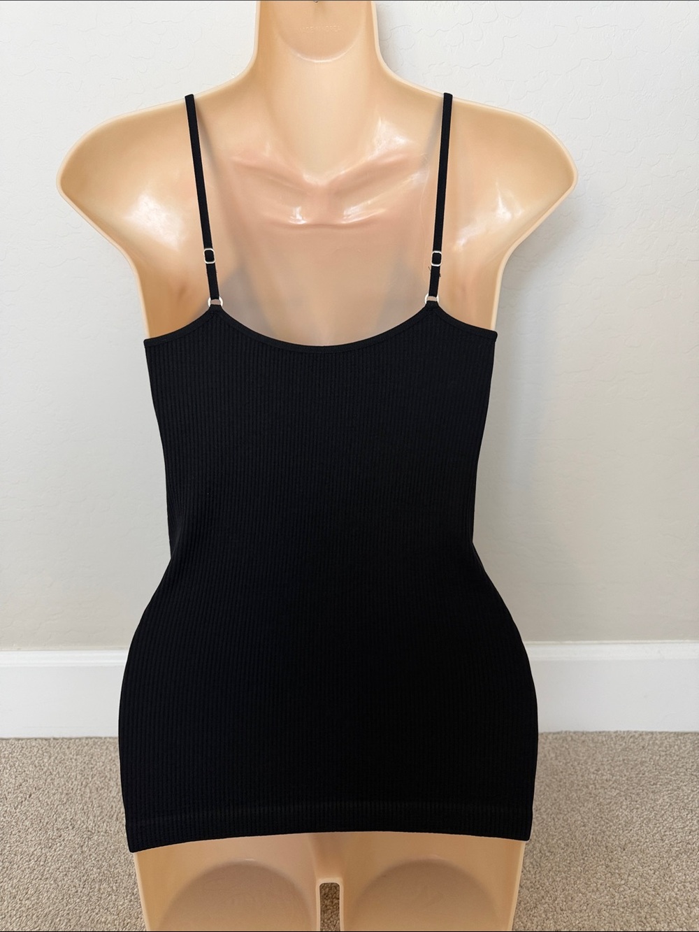 Free People Black Ribbed Mesh-Inset Cami - Picture 2 of 3